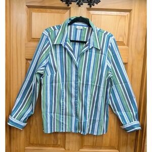 Cato Women's No Size Shirt Top Button Up Front Long Sleeves Collar Fold Up Cuffs
